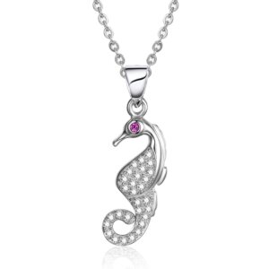 Hippocampus Pendant in Sterling Silver with Cubic Zirconia