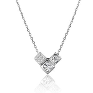 Triangular Triple Cubics Pendant in Sterling Silver with Cubic Zirconia