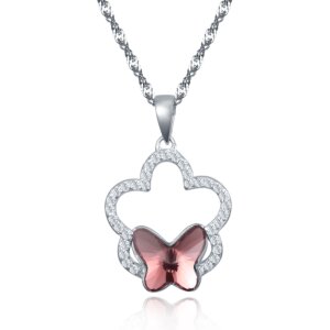 Irregular Butterfly in Star Pendant in Sterling Silver with Swarovski Amethyst and Cubic Zirconia