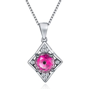 Square Angle's Eye Pendant in Sterling Silver with Cubic Zirconia