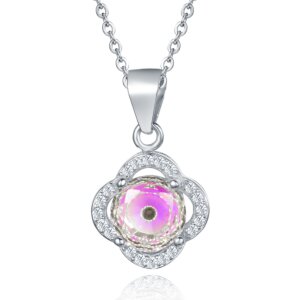 Irregular Clover Eye Pendant in Sterling Silver with Synthetic Cubic Zirconia