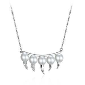Crescent Pearl Lineup Pendant in Sterling Silver with Composite Shell Pearl