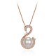 Pearl pendant necklace Modern S-shape on a pristine white background