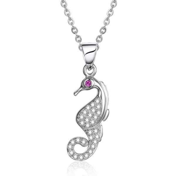 Hippocampus Pendant in Sterling Silver with Cubic Zirconia