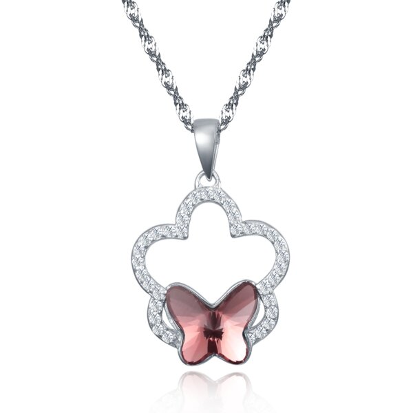 Irregular Butterfly in Star Pendant in Sterling Silver with Swarovski Amethyst and Cubic Zirconia