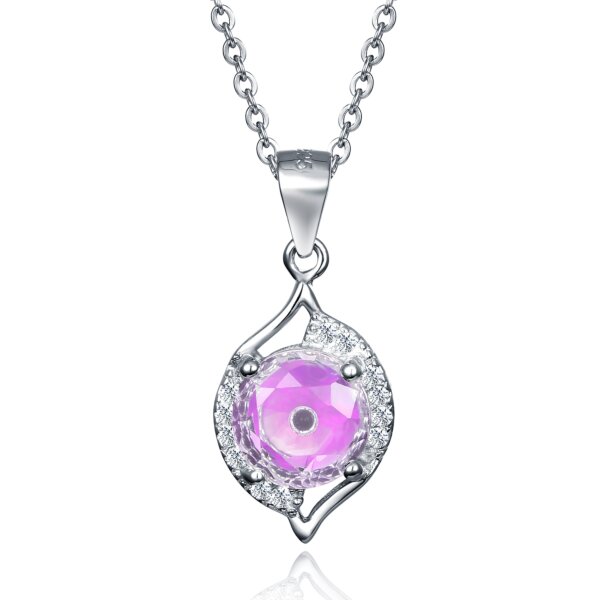 Oval Angle's Eye Pendant in Sterling Silver with Cubic Zirconia