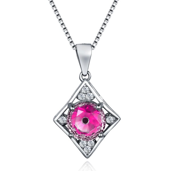 Square Angle's Eye Pendant in Sterling Silver with Cubic Zirconia