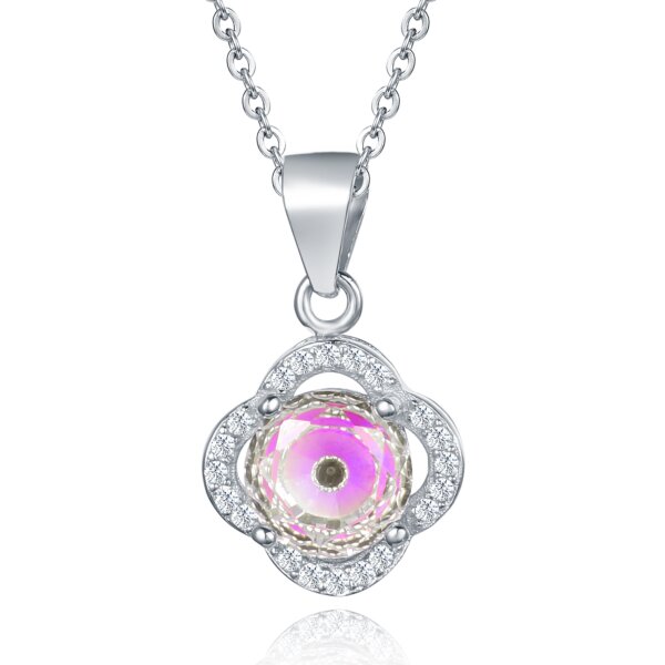 Irregular Clover Eye Pendant in Sterling Silver with Synthetic Cubic Zirconia
