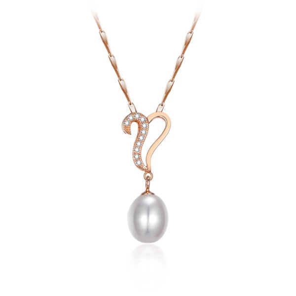 Double Wings with Tear Droplets Pendant in Sterling Silver with Composite Shell Pearl