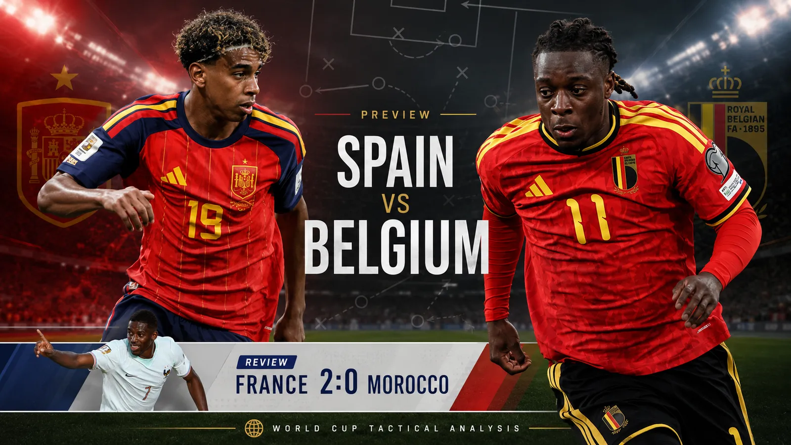 Spain vs Belgium Preview and France 2 0 Morocco Review: World Cup Tactical Analysis Soccer feature image