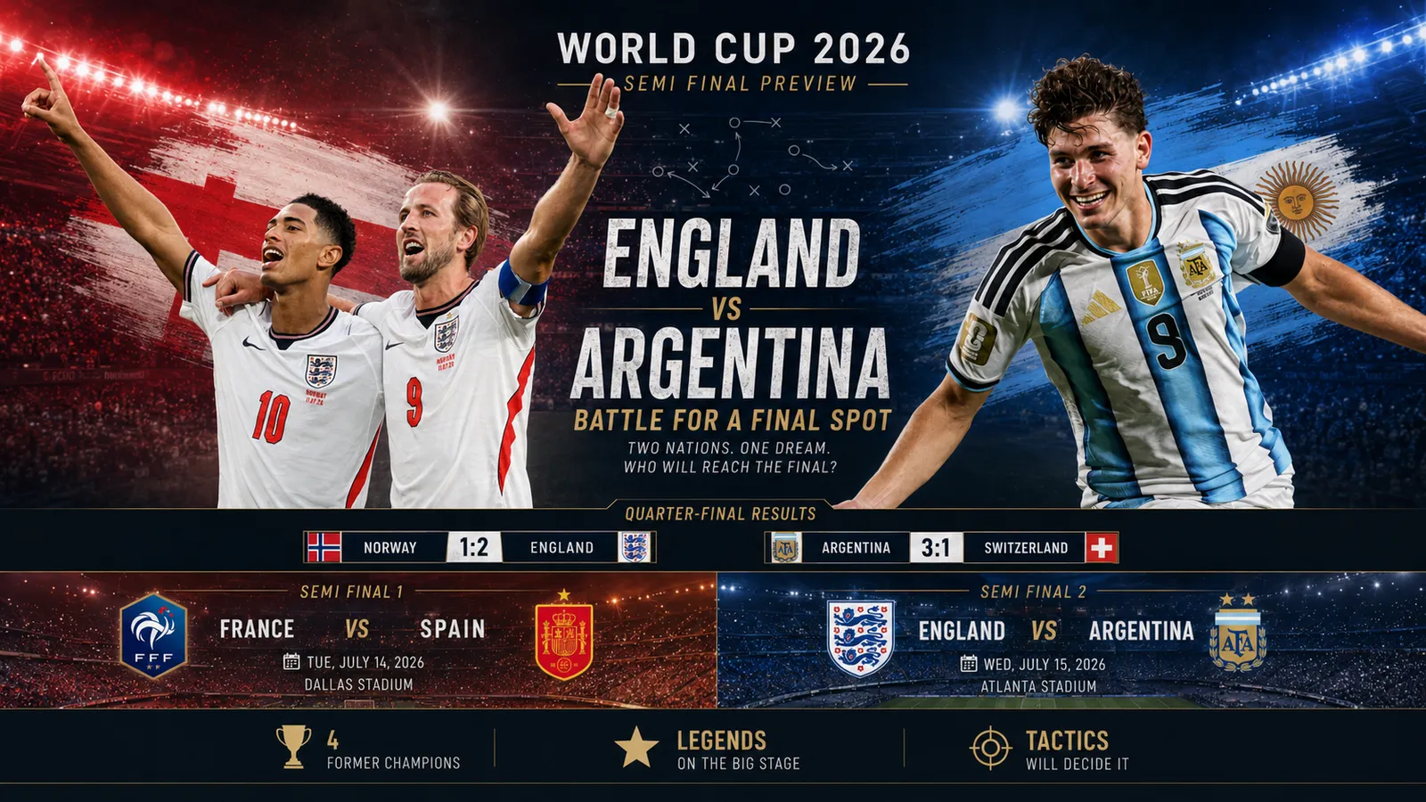 World Cup Semi Final Preview: England vs Argentina, France vs Spain Tactical Analysis Soccer feature image